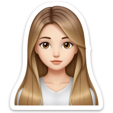 Chica blanca con cabello liso largo balayage sticker