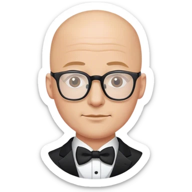 bald male groom with thin-rimmed square glasses sticker
