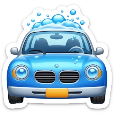 create me an image for a vertical in my super app, Car wash, entering the auto wash machine with soup...etc sticker