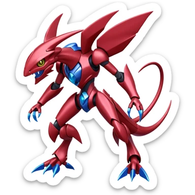 Shiny Blue Inteleon-Scizor-Genesect-Bisharp-Pokémon-Fusion, full body sticker