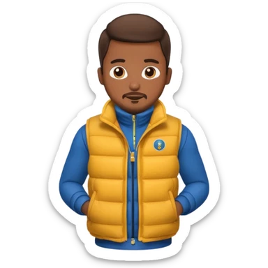 brown skin man with puffer vest sticker