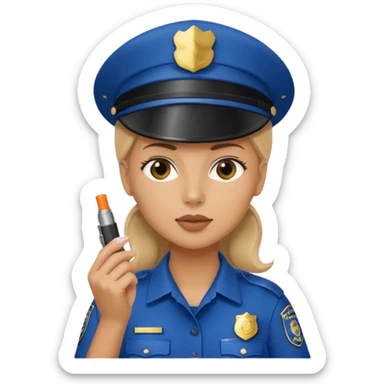 Female police with cap + whistle sticker