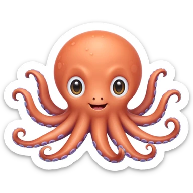 extremely cute aesthetic octopus with tiny arms, huge shiny big eyes, soft pastel colors, extra charming smile, maximally cute, kawaii-inspired sticker