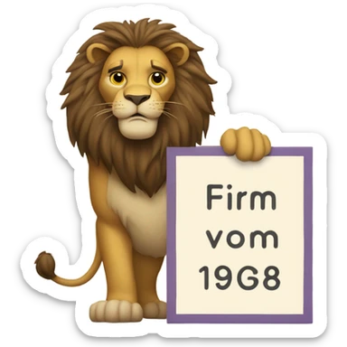 A lion holding a sign saying Firm 1968 sticker