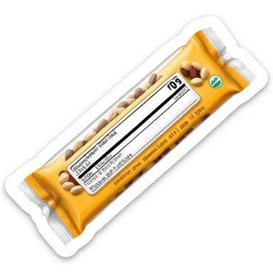 Create an emoji of an energy bar that you can eat, with plastic packaging. sticker