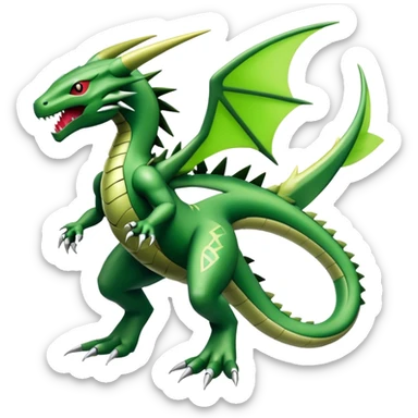  Cool Edgy Shiny Futuristic Ethereal Legendary Rayquaza-Digimon-Tyranitar-Flygon-hybrid full body sticker