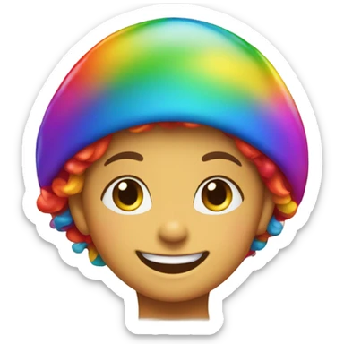 Kid with rainbow spinner hat sticker