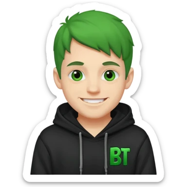 Create an avatar of white european male in hoodie with ``BST`` letters on it/ make him look like grinch sticker