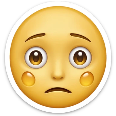 A regular yellow  skin, round face emoji looking straight at me not smilling, just staring with a tear rolling down its cheek sticker