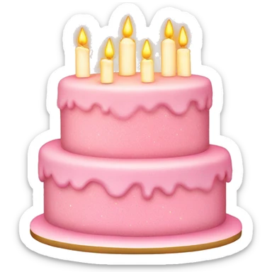 Sparkly light pink two tier birthday cake with candles sticker