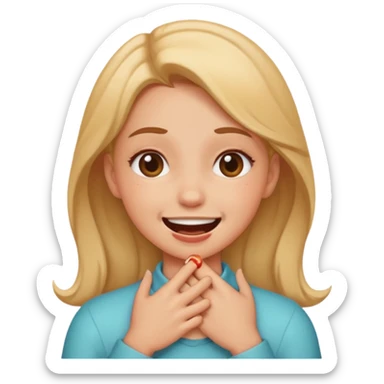 girl smiling but choking herself sticker