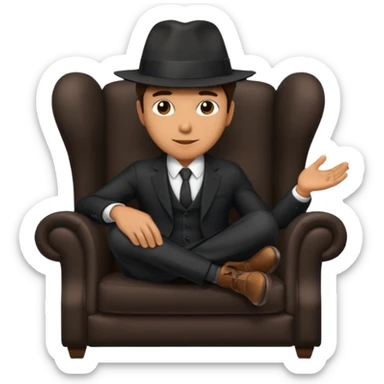mafia in hat, armchair, black sticker