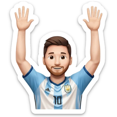 Lionel Messi celebrating with arms raised in Argentina football jersey sticker