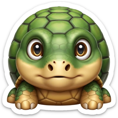 cinematic-baby tortoise-realistic--emoji,,-cute-wise-face-peering-ahead-with-calm-determination,-cute large-eyes-reflecting-centuries of wisdom, sticker