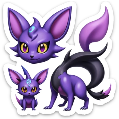 Shiny Dark Noibat-Espeon-Haunter-Umbreon-Nidorino-fusion-hybrid full body sticker
