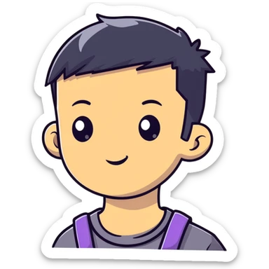 kid with half-shaved hairstyle and cool accessories sticker