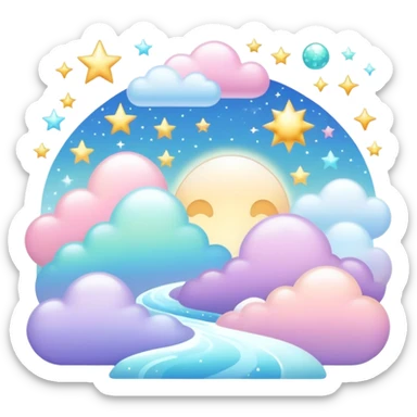 Pastel divine celestial glistening glossy shiny glittery scenery  sticker