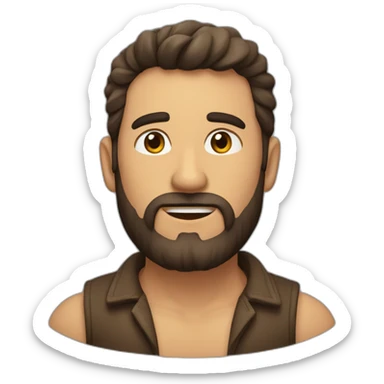 hombre con barba canosa y pelo castaño sticker