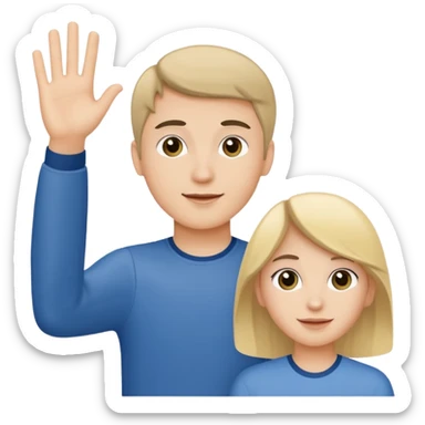 teenager waving goodbye to two adults symbolizing independence sticker