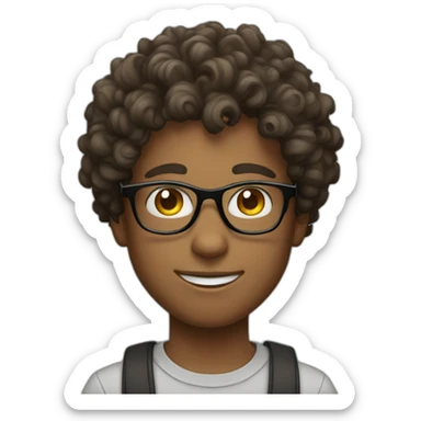 curly hair young guy with glasses sticker