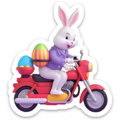 Easter bunny riding a motorcycle sticker