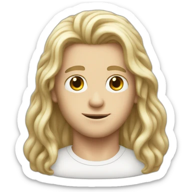 a nice white boy with long hair and eyes  sticker