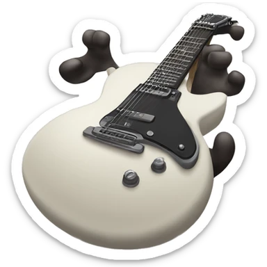 guitar with hand behind it making rock & roll gesture sticker