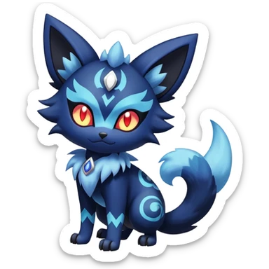 Shiny Evil mExotic Badass Colorful Ethereal Royal Mysterious Gothic Meowstic-Zorua-Litten-Noibat-Pokémon-Fakémon-hybrid-creature (full body) with pattern-markings sticker