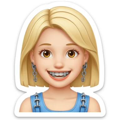 girl with metal braces  sticker
