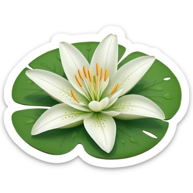 a pretty lily flower on a green circle lilypad sticker