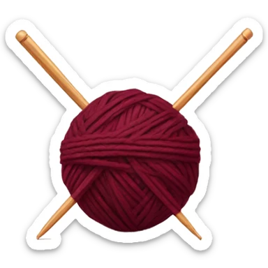 burgundy ball of thread with knitting needles sticker