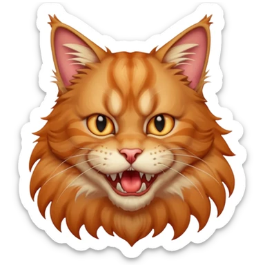 Realizza un gatto di razza maine coon con denti affilatissimi e cattivissimo sticker
