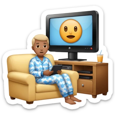 person watching a movie on the TV in their living room sticker