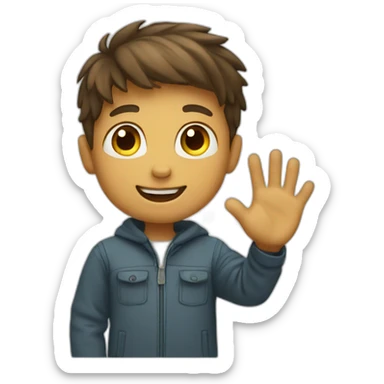 boy waving hi sticker