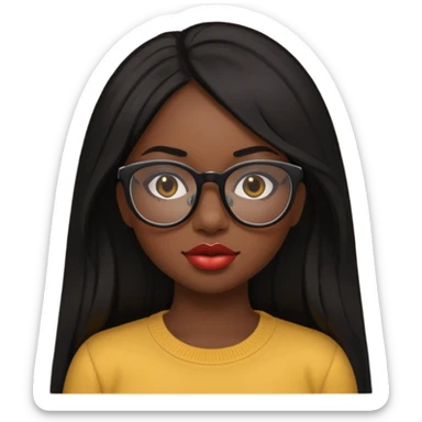 a slim thick black girl with a big butt long straight hair a lip combo black glass sticker