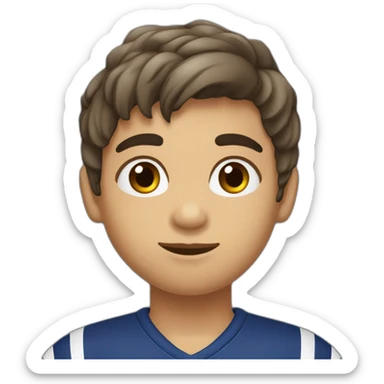 Niño de 11 años, cabello oscuro cejas abundantes, jugando futbol sticker