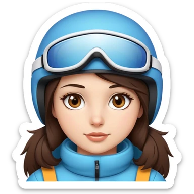 Pretty brunette with light brown eyes skiing and wearing cute snow gear sticker