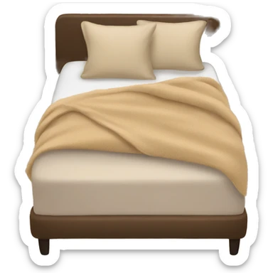 bed with tan throw blanket sticker