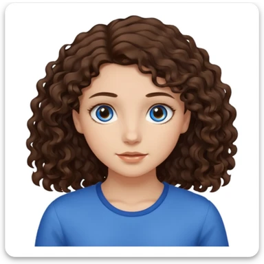 girl with dark brown wavy hair and light brown eyes next to a girl with light brown curly hair with blue eyes sticker
