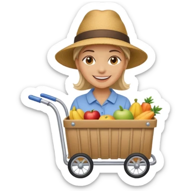 mujer empujando un carro por la parte trasera sticker