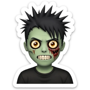 zombie emo boy with spiky hair and good grillz with a black shirt sticker