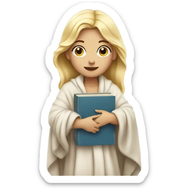 blonde girl with blanket and book sticker