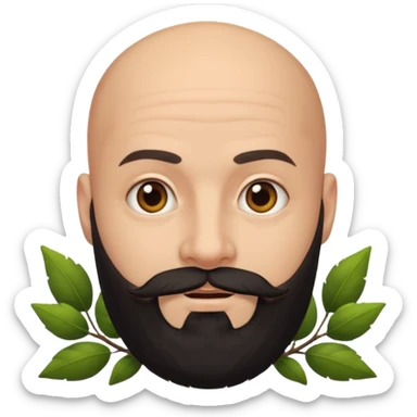 A bald man with a bush black beard sticker