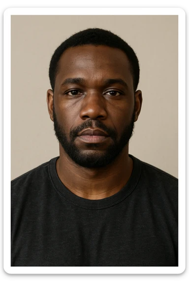 portrait of a Black man, neutral expression, simple background sticker