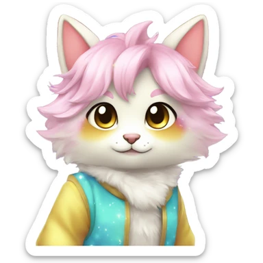 Anthro Shiny Colorful Pastel Glitter Sparkle Stars Gradient Anime Chibi Animal-Fakémon-Pokémon-Hybrid Fur Sona sticker