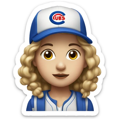 indoor portrait of a girl wearing a cubs hat sticker