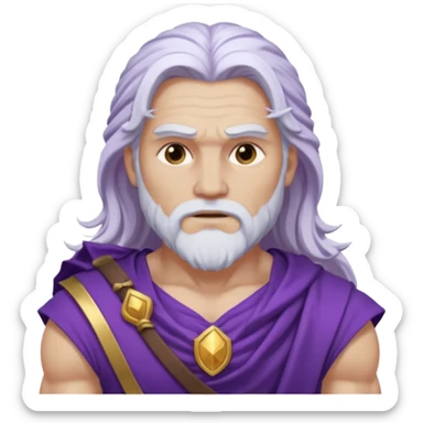 Jupiter, Thunder God from Rome Mythology with long white hair, purple and white outfit sticker