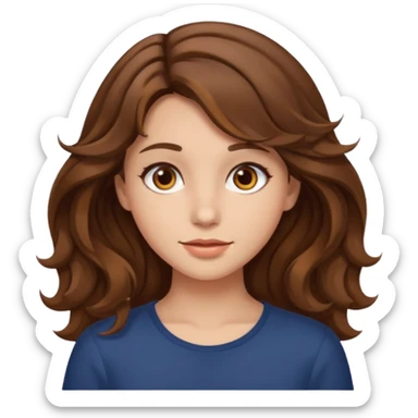 fille brune cheveux mi longs ondulés yeux martrons sticker