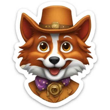cowboy fox clown sticker