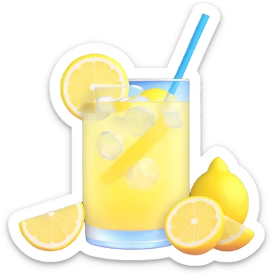 fresh lemonade with ice cubes sticker